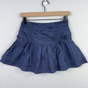 Kendall Lane Zoe Mini Skort XS Navy Blue Ruched Tiered Flounce Ruffle Y2K Flirty
